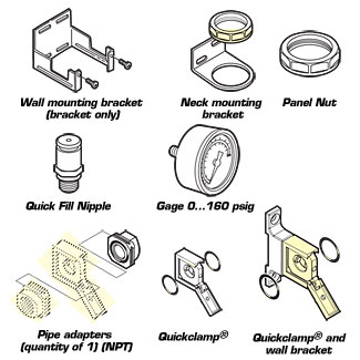 OM-AIR Series Acessories:Norgren Excelon® Modular System Accessories, wall mounting brackets, gauges and Quickclamp® brackets  - Discontinued