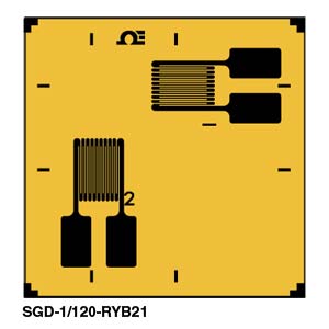 SGD-3/120-RYB21:PRECISION STRAIN GAGES2-ELEMENT, 90º BIAXIAL ROSETTE