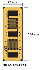 SGT-1/175-XY11:Strain Gages Transducer Quality Dual Element 90° Biaxial Tee Rosette